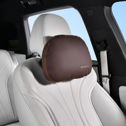 Leather Car Headrest Pillow Car Neck Pillow with Adjustable Strap