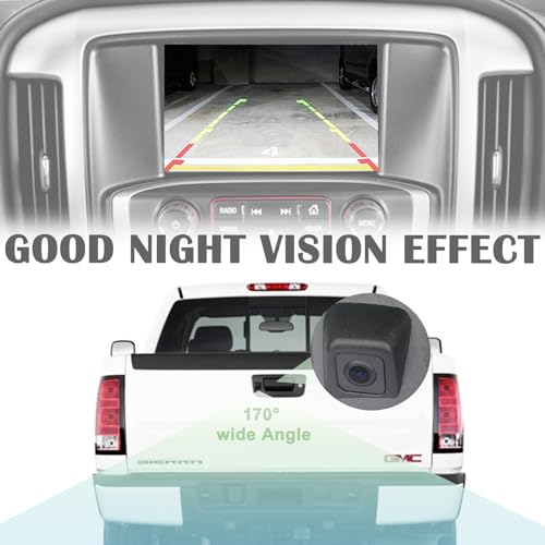 Backup Camera Tailgate Handle Rear View Camera Liftgate Latch Handle with Key Lock Cylinder Black Compatible with 2007