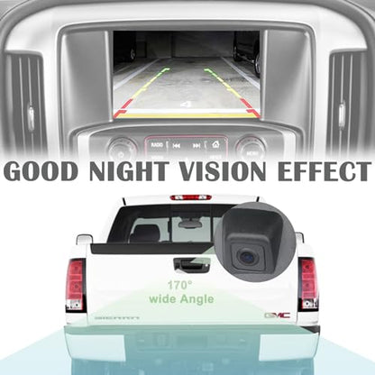 Backup Camera Tailgate Handle Rear View Camera Liftgate Latch Handle with Key Lock Cylinder Black Compatible with 2007