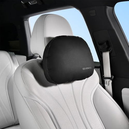 Leather Car Headrest Pillow Car Neck Pillow with Adjustable Strap