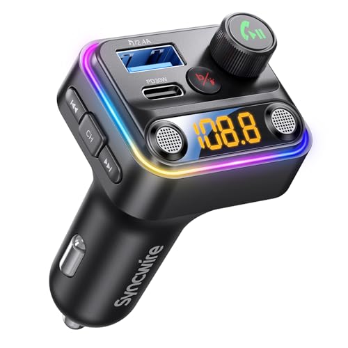 Bluetooth 5.4 FM Transmitter Car Adapter with Light Switch