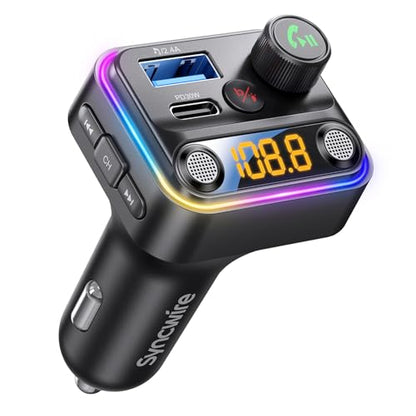 Bluetooth 5.4 FM Transmitter Car Adapter with Light Switch