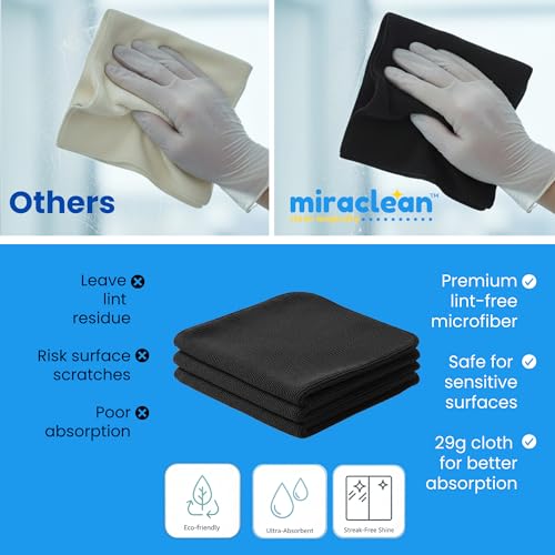 Microfiber Cleaning Cloth Black 12 Pack Premium Microfiber Towels for Cars (12 Count)