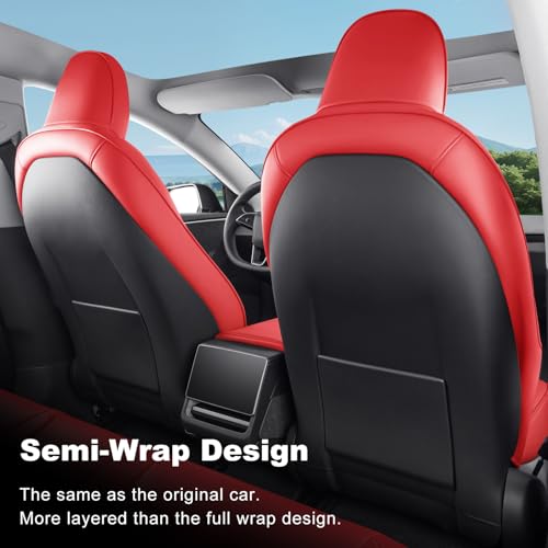 2024 2026 Tesla Model 3 Highland Upgraded Car Seat Covers Nappa Leather Car Interior Airbag Compatible Cushion Cover Full Set Custom Fit Model 3 (9 Count)