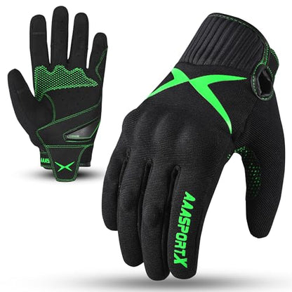 Breathable Motorcycle Gloves for Men with TPR & Kevlar Palm Protection Hard Knuckles Touchscreen