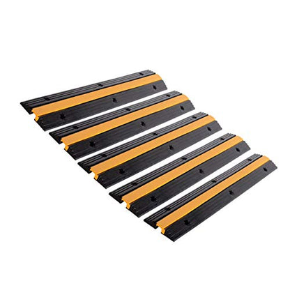 5 Pack Rubber Cable Ramp Hose Cable Protector Ramp 1 Channel 11000Lbs Load Capacity Traffic Speed Bump Wires Power Lines Extension Cord Cover for Indoor Outdoor (3 Count)