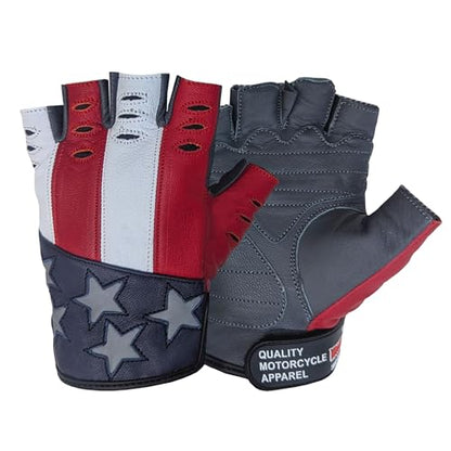 Hugger American Flag Fingerless Leather Gloves for Men