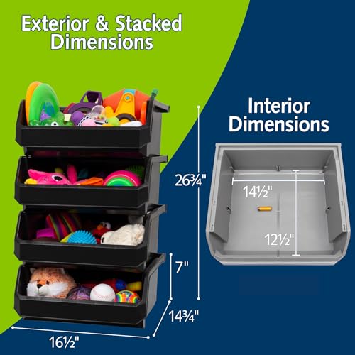 Extra Large Stackable Plastic Storage Bins (4 Count)