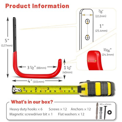 4 Inch Garage Hooks (6 Count)