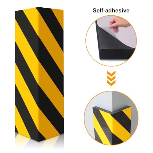 2pcs Garage Wall Guards Wall Protector Cover Yellow and Black Foam Wall Corner Guard for Parking Garages (2 Count)