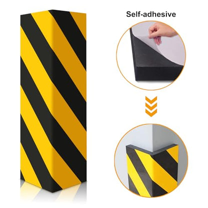 2pcs Garage Wall Guards Wall Protector Cover Yellow and Black Foam Wall Corner Guard for Parking Garages (2 Count)