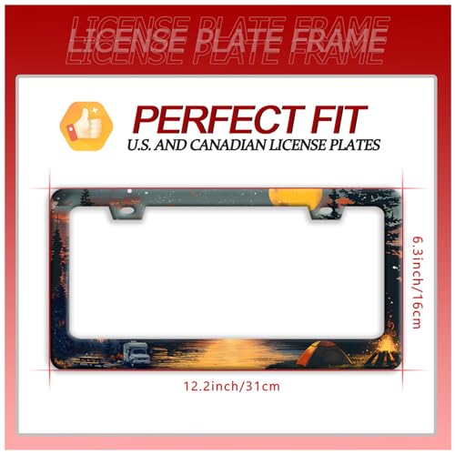 Camping License Plate Frame Stainless Steel Forest License Holder