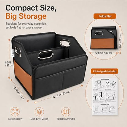 Leather Car Storage Organizer Back Front Seat Car Organizer Black