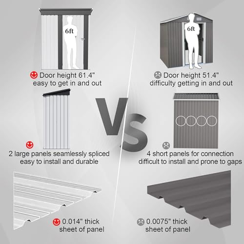 Metal Outdoor Storage Shed 5 x 3 FT Metal Shed with Lockable Door