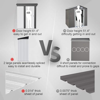 Metal Outdoor Storage Shed 5 x 3 FT Metal Shed with Lockable Door
