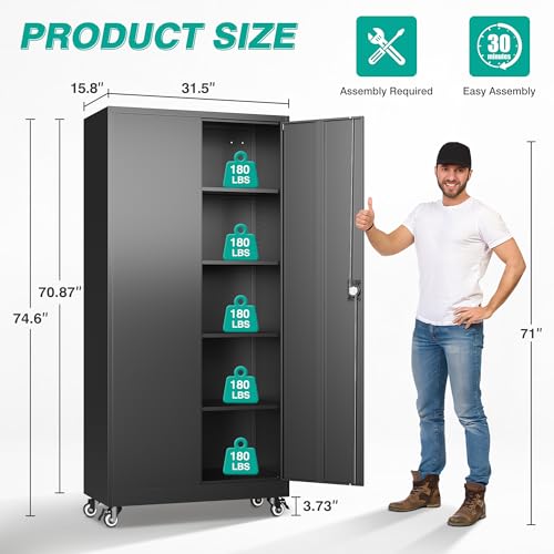 Metal Storage Cabinet with Wheels