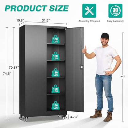 Metal Storage Cabinet with Wheels