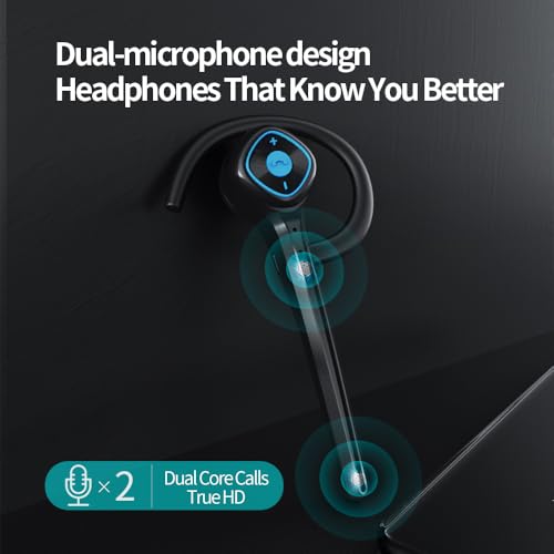 Wireless Bluetooth Earpiece Headphone Dual Noise Cancelling Mic Painless Open