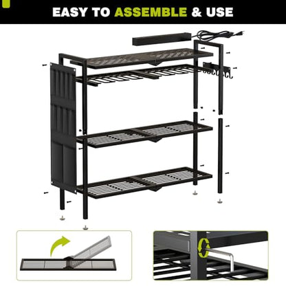 Power Tool Organizer Cart with Charging Station