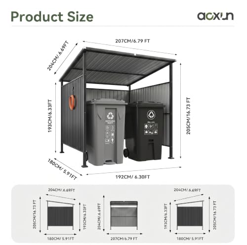 6x6FT Outdoor Trash Can Storage Shed