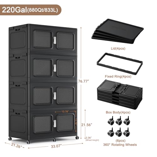 880 Qt Extra Large Stackable Storage Bin with Lids (4 Count)