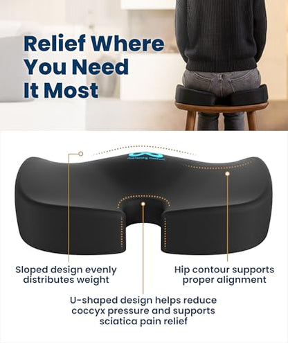 Doctor Recommended Memory Foam Seat Cushion for Office Chairs & Car
