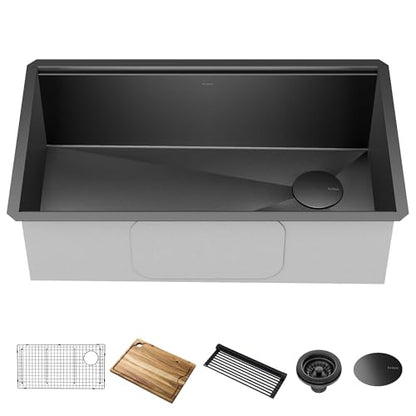 Gunmetal 32 in 16 Gauge Undermount Kitchen Sink KWU110