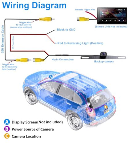 Car Backup Camera 6 LED Lights Night Vision