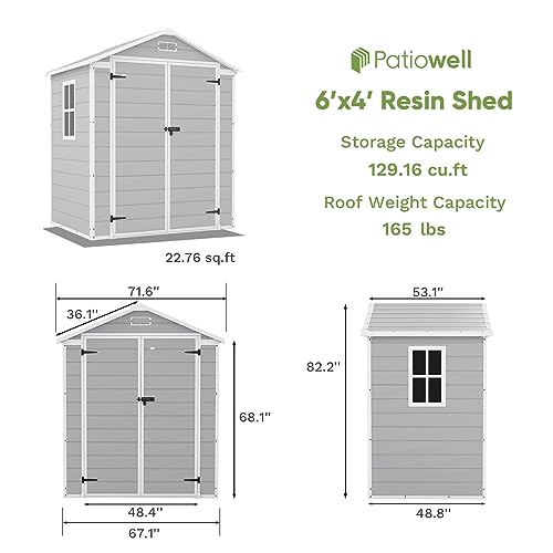 6x4 FT Resin Outdoor Storage Shed with Floor