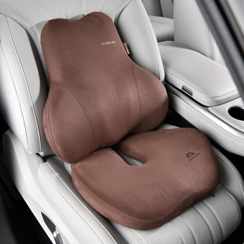 Memory Foam Car Seat Cushion and Lumbar Support Pillow for Car