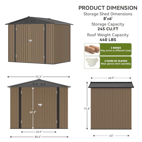 Shed Outdoor Storage Shed Metal (2 Count)