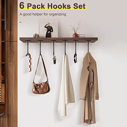 Coat Hooks Wall Mount Hooks for Hanging Hat Hurse Robe (6 Count)