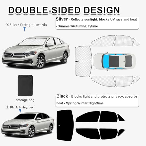 7pcs Sun Shades for Volkswagen Jetta 2019 (7 Count)