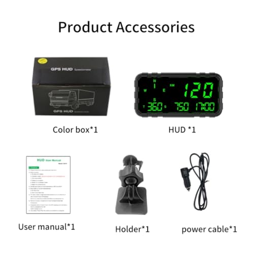 Heads Up Display for Car Digital GPS Speedometer kit MPH Odometer Automotive Compass for Dashboard HUD Fatigued Driving Alert Speeding Alarm for Trucks Golf cart All Vehicles
