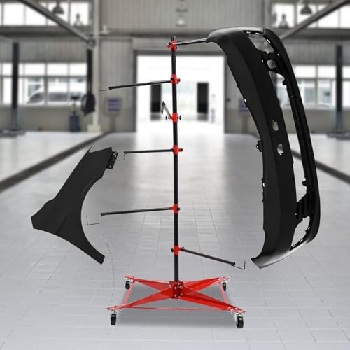Panel Tree Stand for Painting Rotatable FreeStanding Panel Paint Holder with Wheels Adjustable Center Post for Hang Automotive Doors Fenders Bumpers