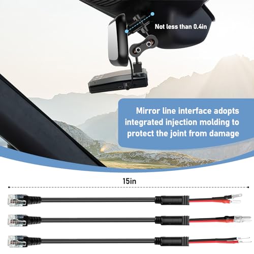 Radar Detector Mount+Rearview Mirror Hard Wire Power Cord kit 16"