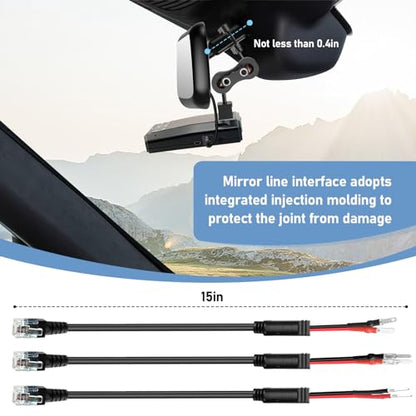 Radar Detector Mount+Rearview Mirror Hard Wire Power Cord kit 16"