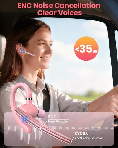 Bluetooth Headset V5.1 72H Talk Time Dual Mic with Mute Button for Business