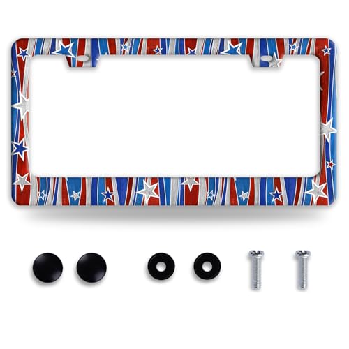 American License Plate Frame Stainless Steel USA Flag License Holder