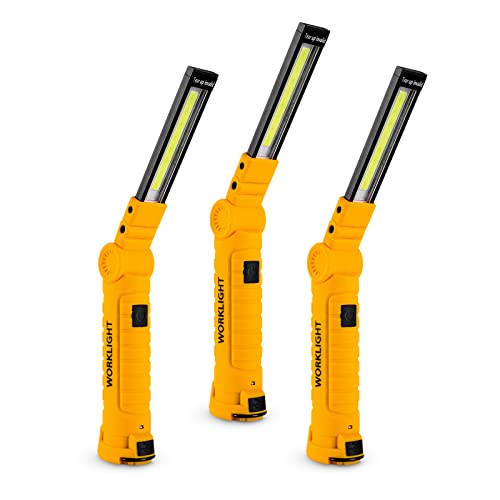 3 Pack Rechargeable LED Work Lights with Magnetic Base and 360° Rotation (3 Count)