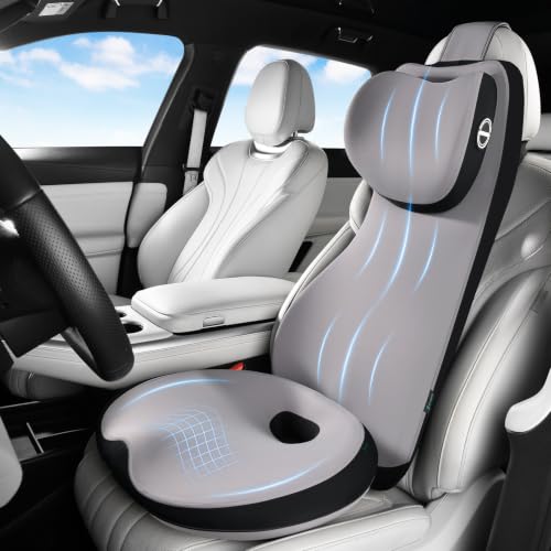 Memory Foam Car Seat Cushion and Lumbar Support Headrest Pillow