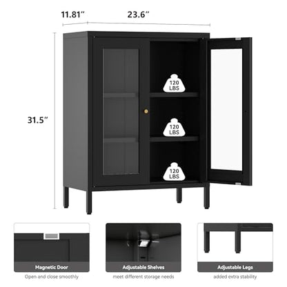 Metal Bathroom Cabinet with Glass Doors