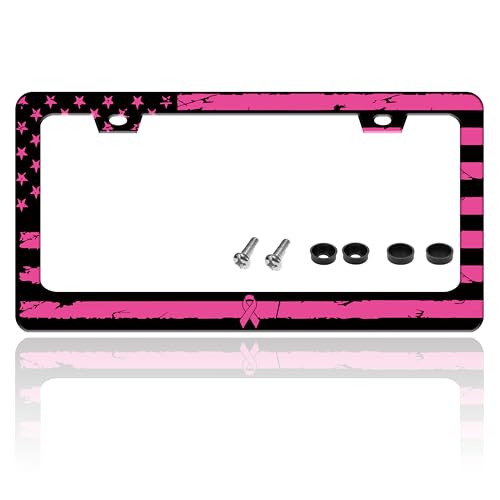 Breast Cancer Awareness Pink Ribbon License Plate Frame 6.3 X 12.2 Inch