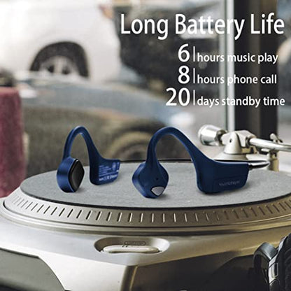 Bluetooth Headphones Waterproof Bone Conduction Headset Open Ear Earphones Blue Headset with mic