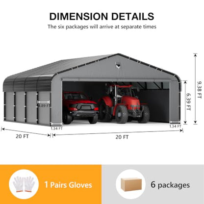 20x20 Metal Carport with Removable Sidewalls