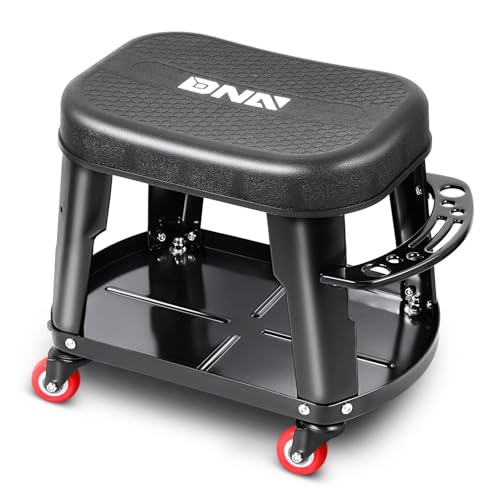 TOOLS 00252 Removable Rolling Garage Stool with Seat Cushion & Tool Tray Plate