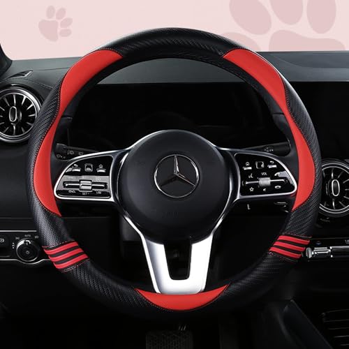 Car Steering Wheel Covers for Women Padded Carbon Fiber PU Leather Cute Auto Interior Accessories for Vehicle
