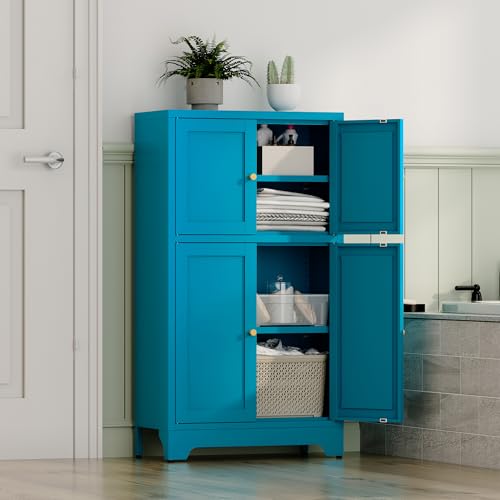 Blue Bathroom Floor Cabinet