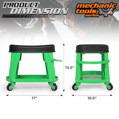 Heavy Duty Garage Rolling Work Seat 300LBS Capacity Mechanics Stool with Wheels
