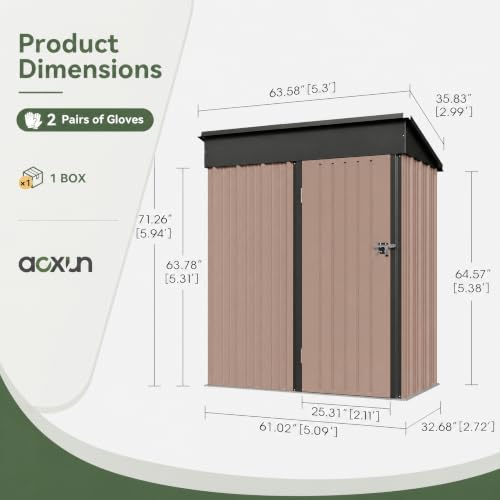 5x3 FT Shed Outdoor Waterproof Storage Shed